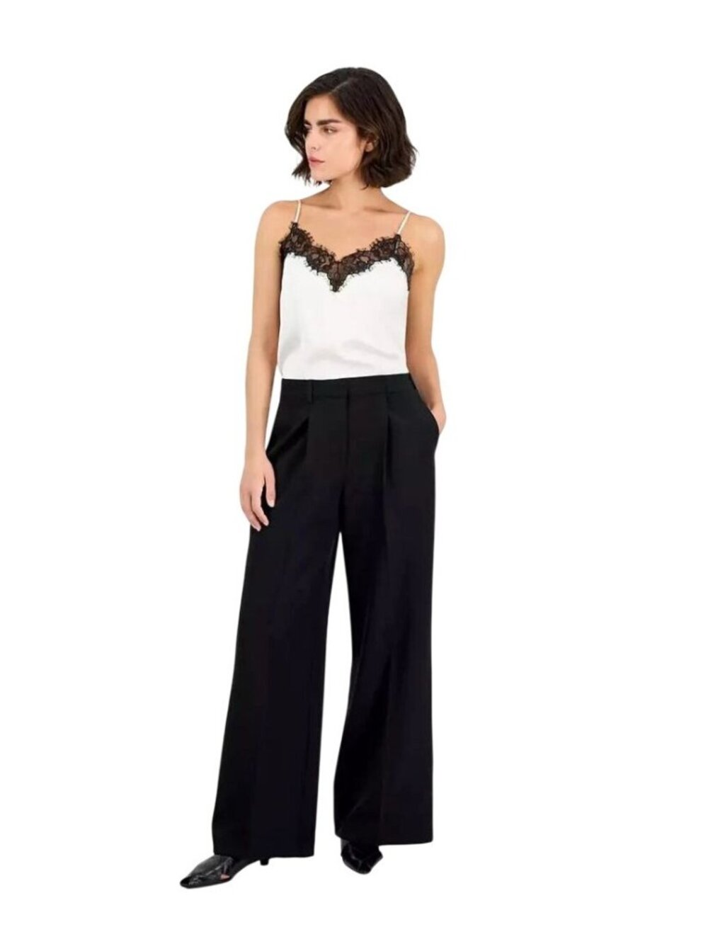 NWT HUGO BOSS Black Wide Leg Pleated Trousers US 14 MSRP $149